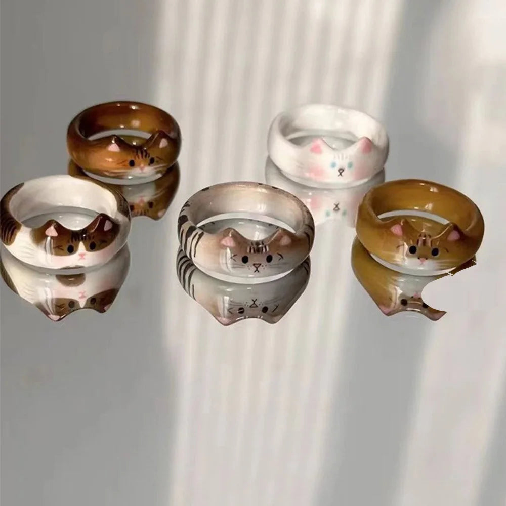 Cute Kitty Enamel Ring