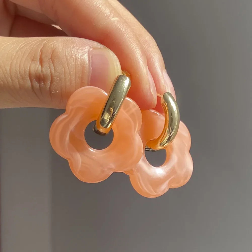 Chunky Flower Hoop Earrings
