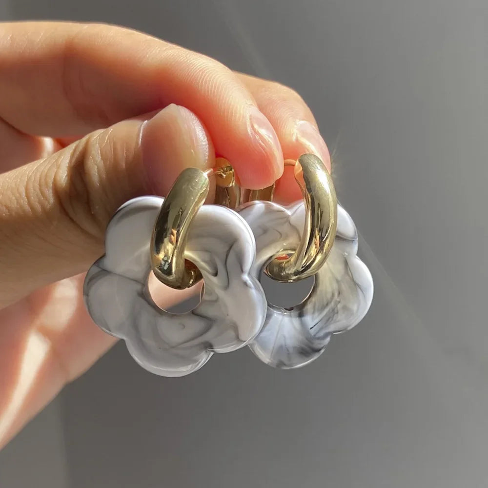 Chunky Flower Hoop Earrings