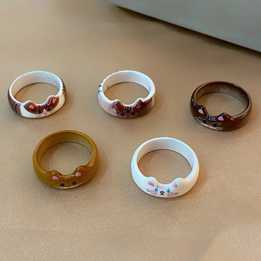 Cute Kitty Enamel Ring