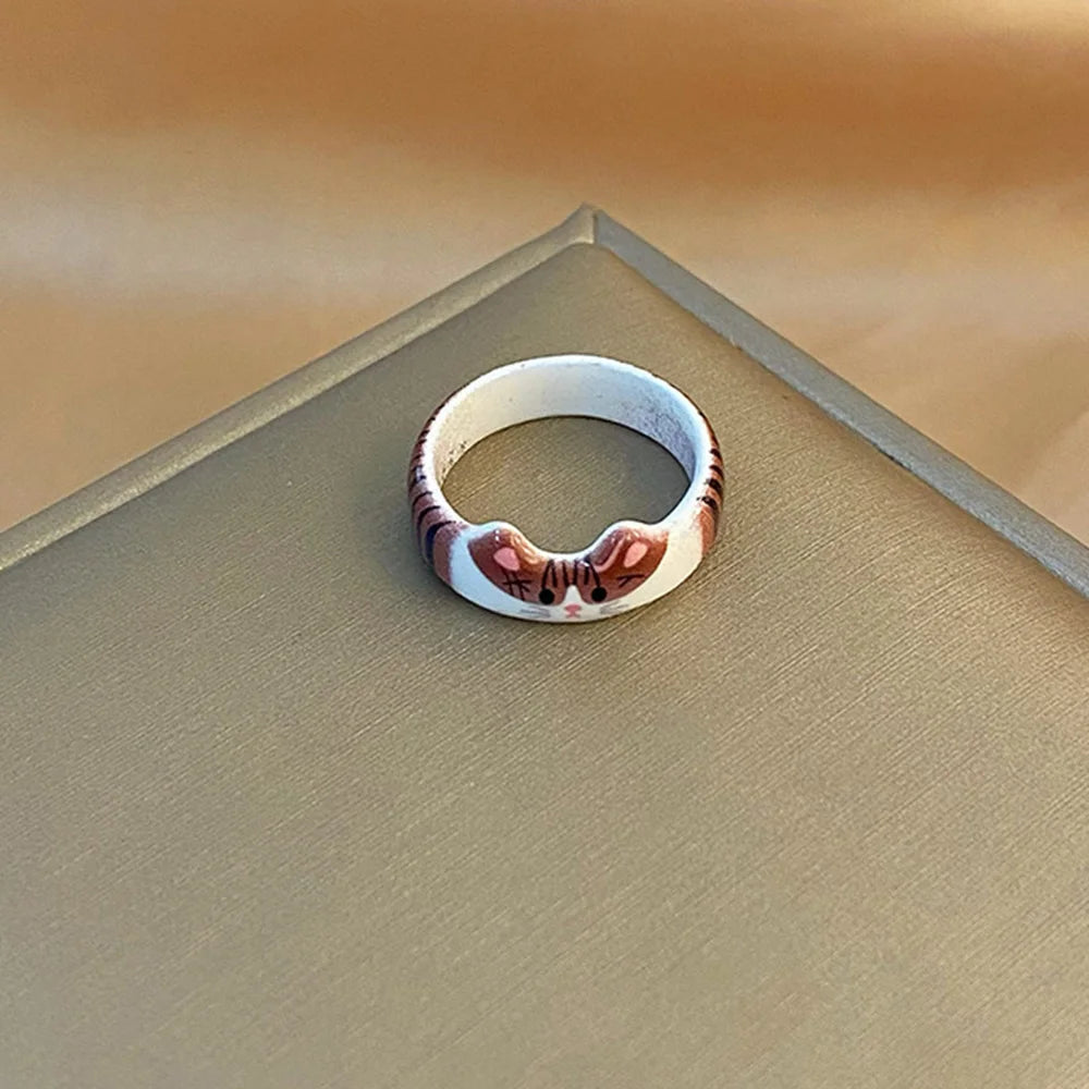 Cute Kitty Enamel Ring