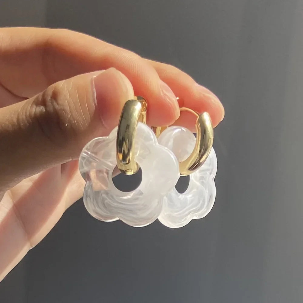 Chunky Flower Hoop Earrings