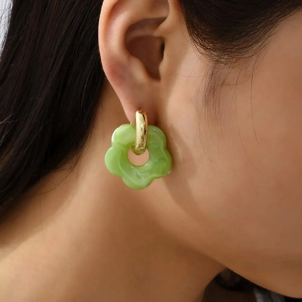 Chunky Flower Hoop Earrings