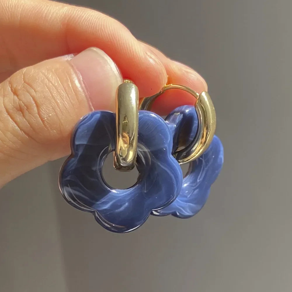 Chunky Flower Hoop Earrings