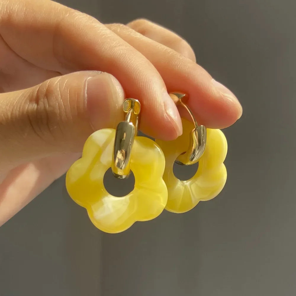 Chunky Flower Hoop Earrings