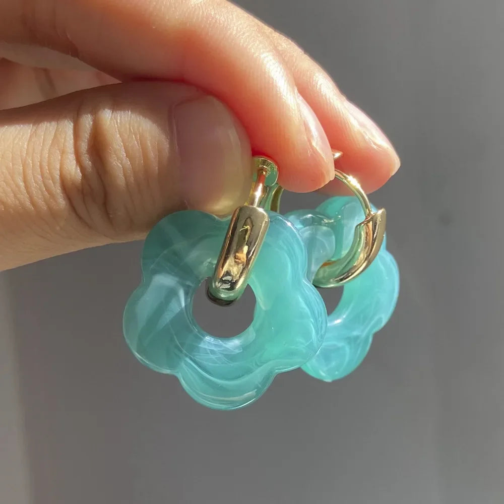Chunky Flower Hoop Earrings