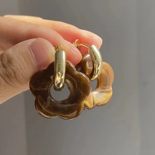 Chunky Flower Hoop Earrings
