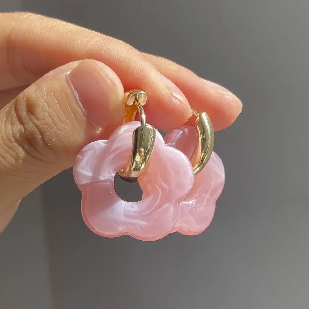 Chunky Flower Hoop Earrings