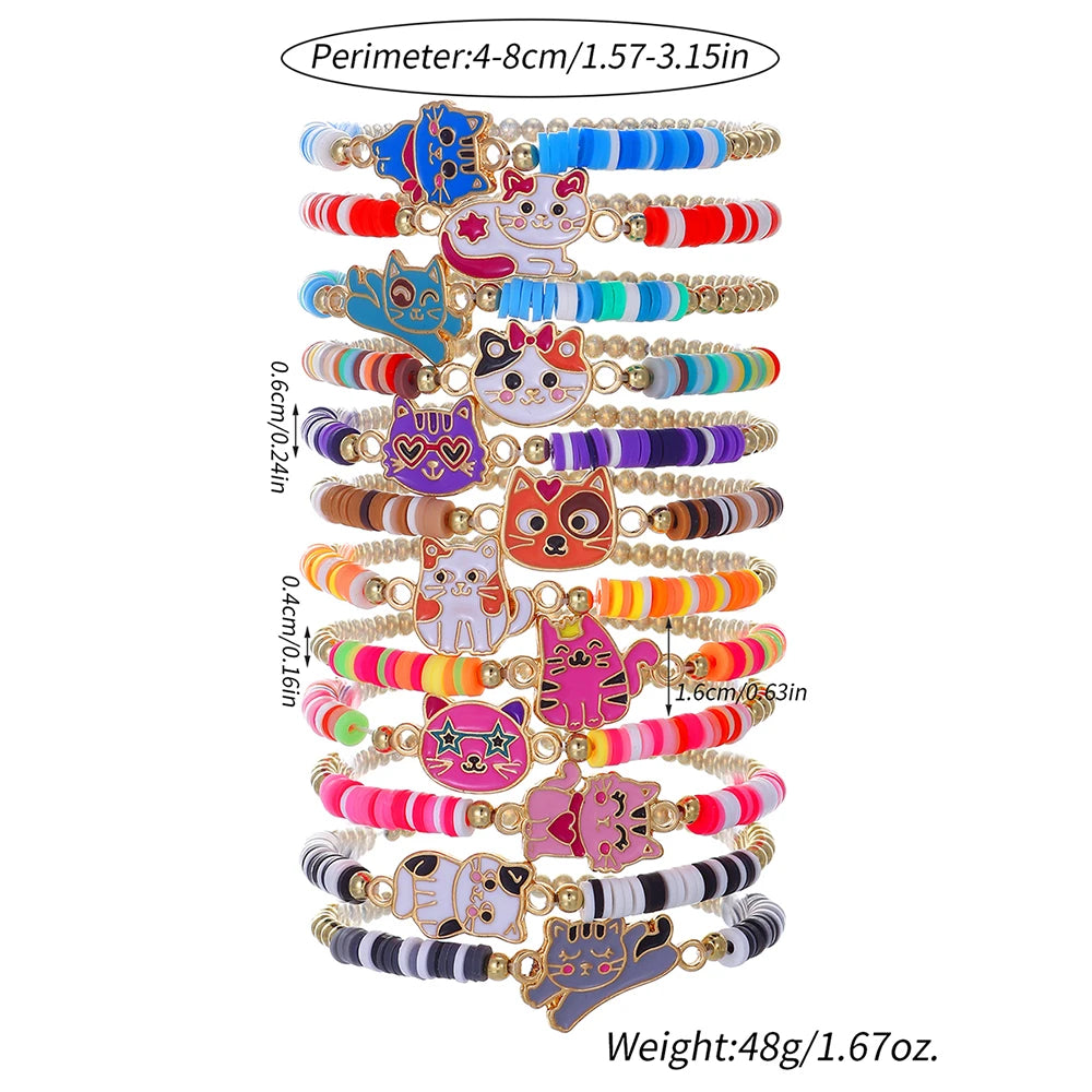 Unicorn & Kitty Charm Bracelets (12 pcs)