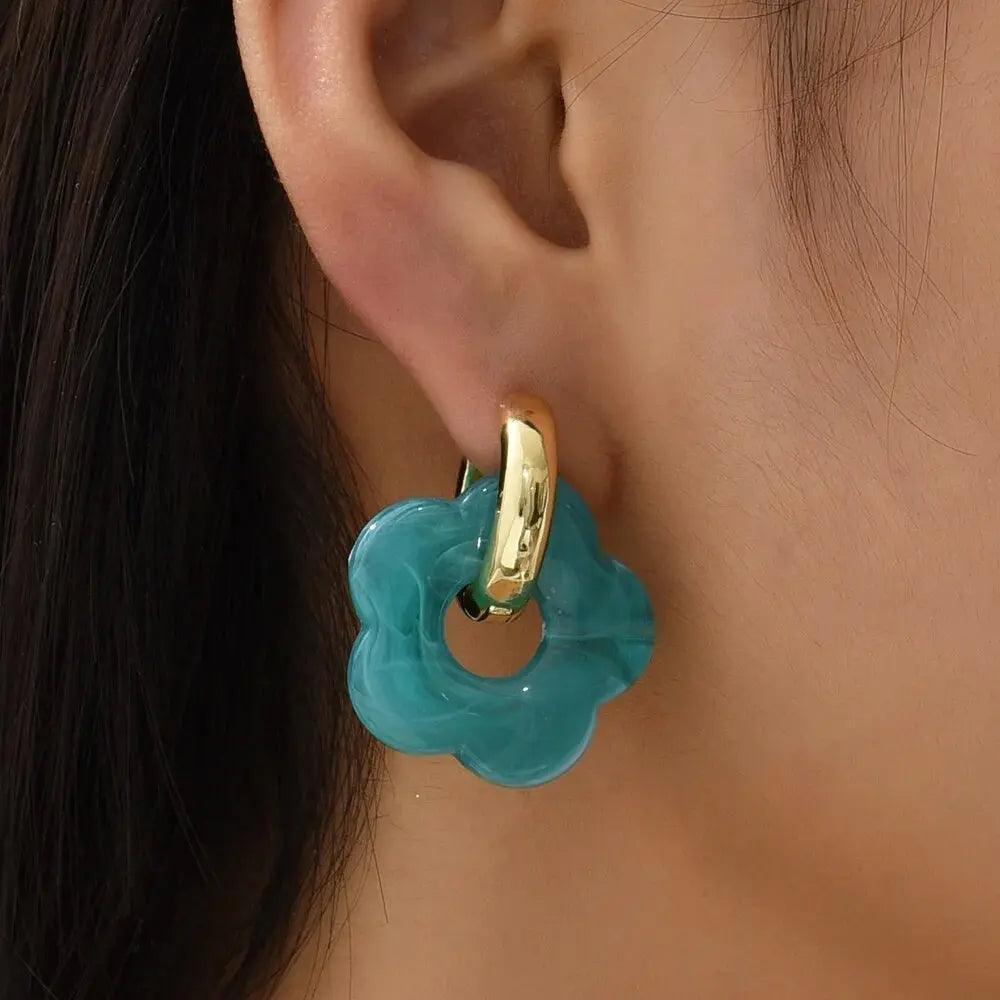 Chunky Flower Hoop Earrings