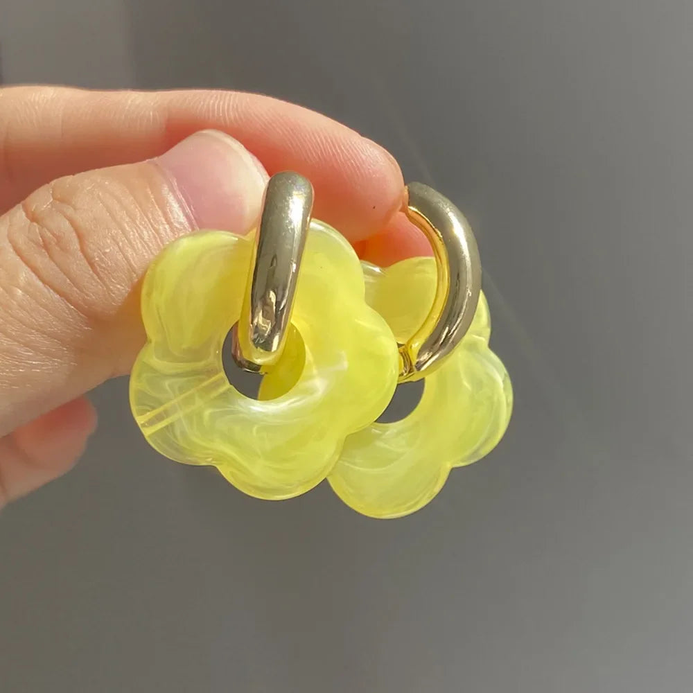 Chunky Flower Hoop Earrings