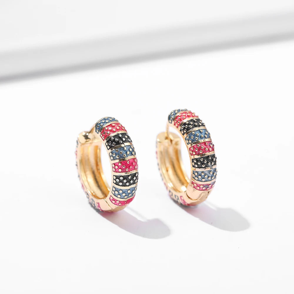 Enamel Flower Huggie Hoops