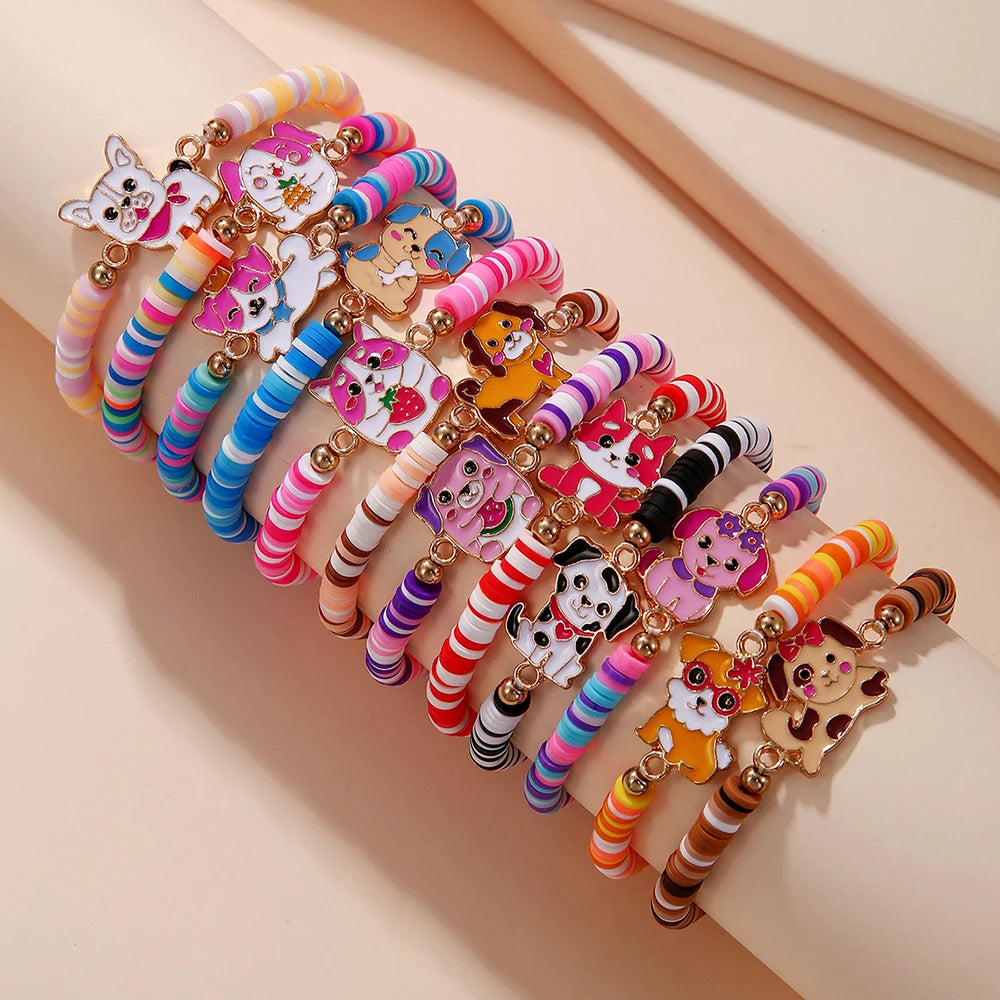 Unicorn & Kitty Charm Bracelets (12 pcs)