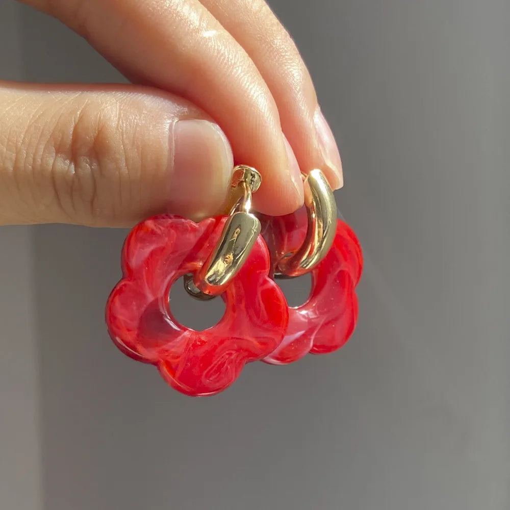 Chunky Flower Hoop Earrings