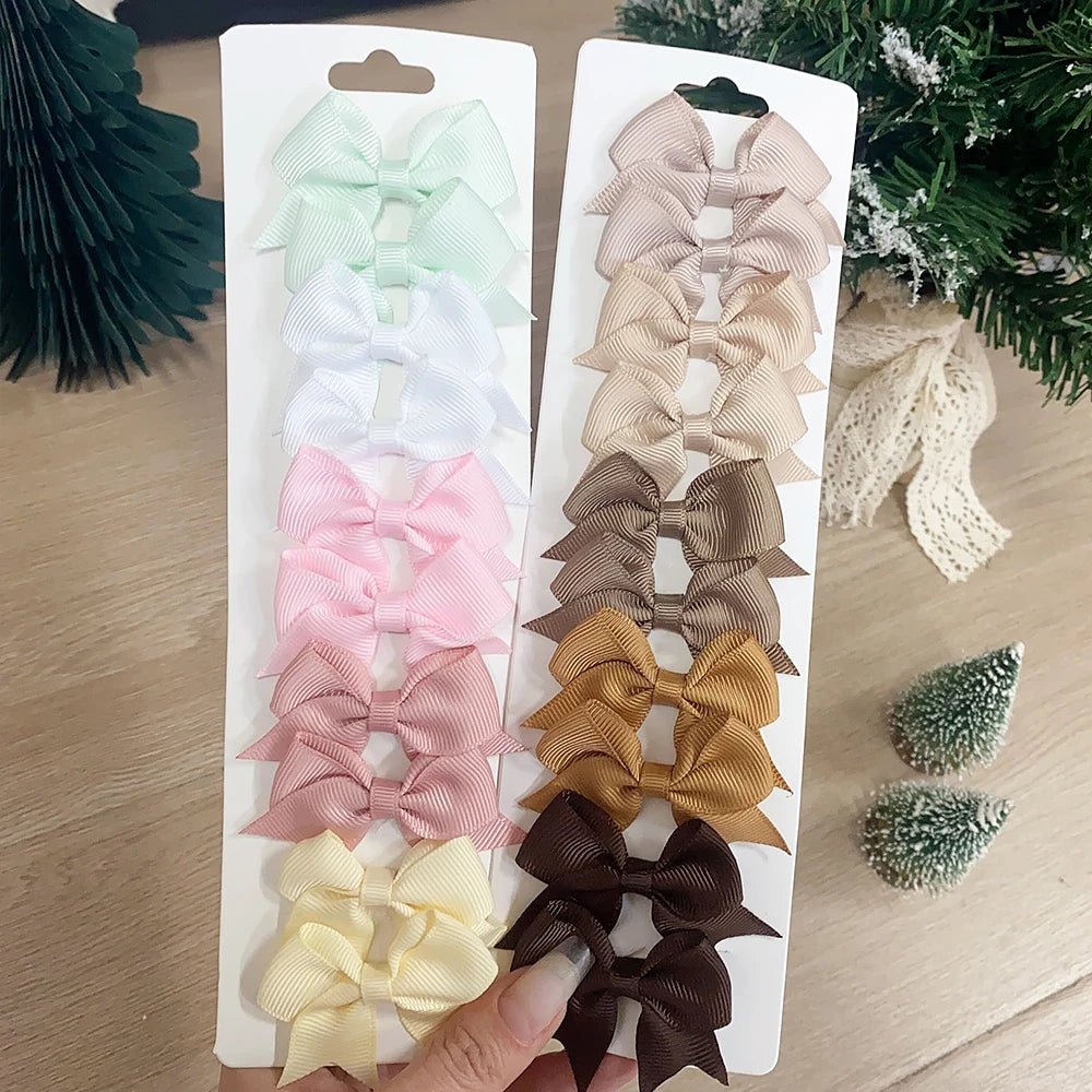 Ribbon Bow Hair Clips (10 pcs)