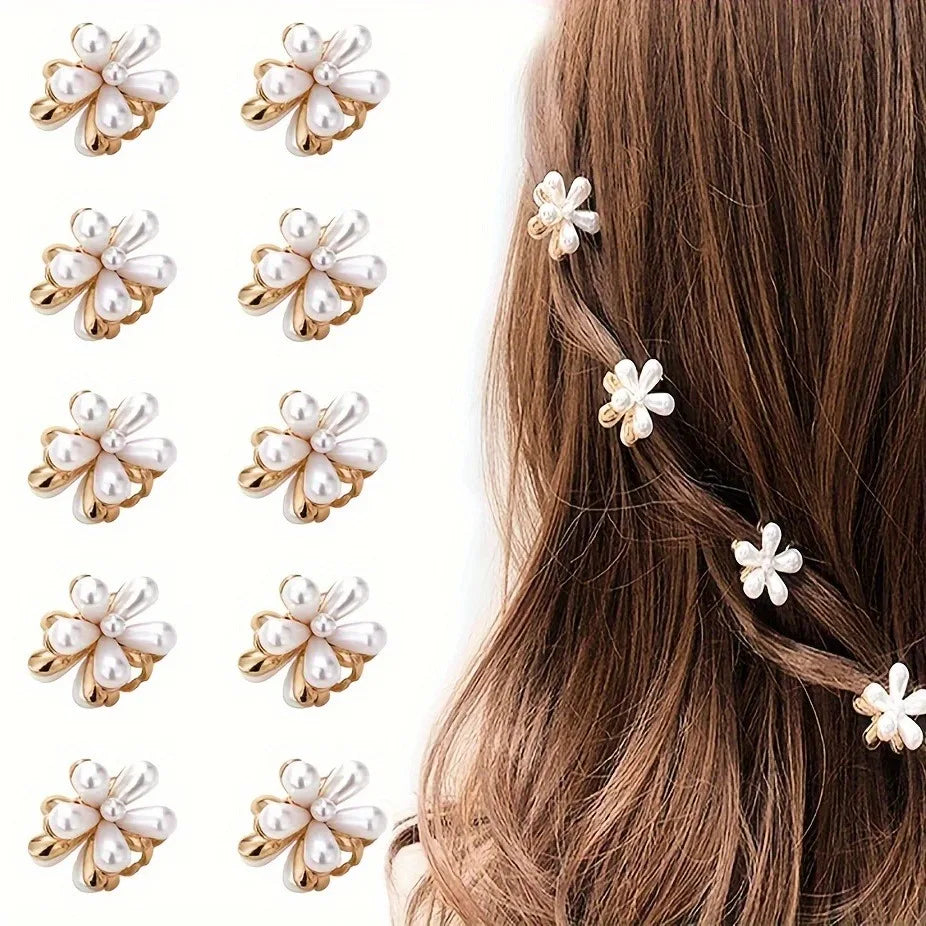 Pearl Flower Hair Clips