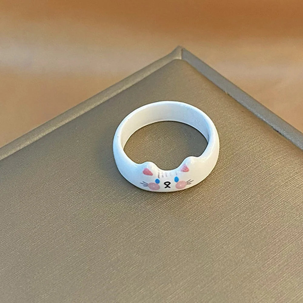 Cute Kitty Enamel Ring